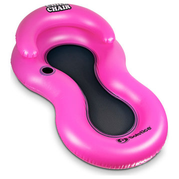 61-Inch Inflatable Hot Pink Chill Swimming Pool Floating Lounge Chair