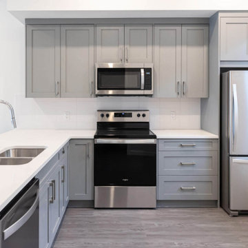 Transitional Kitchen with Pewter Grey Cabinets