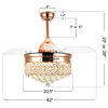 42" Modern Crystal Ceiling Fan with Lights, Retractable with Remote 3-Speed, French Gold, Neutral White (4000k)