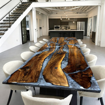 Black Walnut Smoky Black Epoxy Table – Organic Texture Meets Modernity