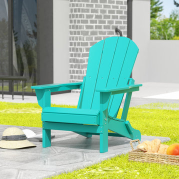 WestinTrends Outdoor Patio Folding Poly HDPE Adirondack Chair Seat, Turquoise