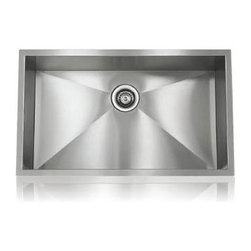 Large Single Bowl Undermount Zero Radius Sink - Brackets