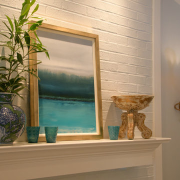 Painted brick fireplace