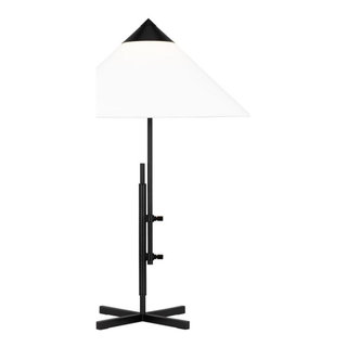 Franklin Table Lamp, 1-Light, LED, Deep Bronze, White Linen Shade, 29. ...