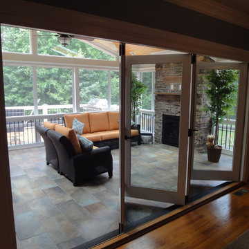 Raleigh NC 3 Season Room with Outdoor Fireplace