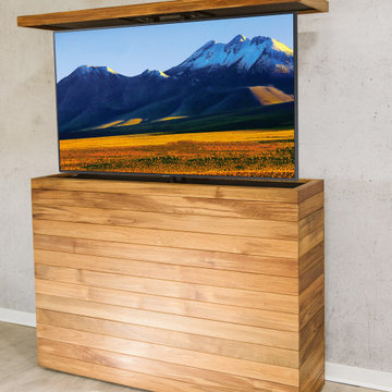 Teak Outdoor Hidden TV Lift Cabinet