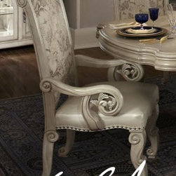AICO Furniture - Fabric Back Arm Chair w/ Leather Seat (Set of 2 )- N53444-03 - Dining Chairs
