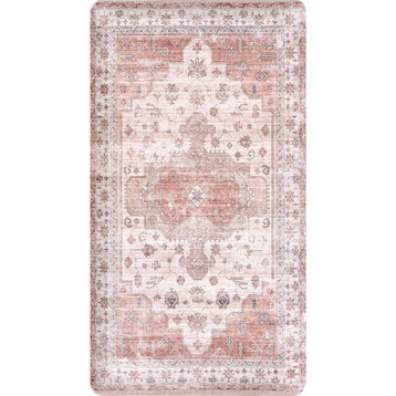 nuLOOM Floral Persian Kitchen or Laundry Comfort Mat, Rust 20" x 36"