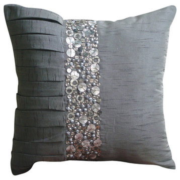 Simple Treasures, Gray Art Silk 14"x14" Pillow Covers