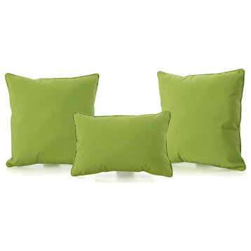 GDF Studio Corona Outdoor Patio Water Resistant Pillows, Green, 3 Piece Set