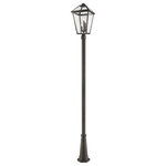 Z-Lite - Talbot 3 Light Outdoor Post Mounted Fixture in Rubbed Bronze - Softly illuminate an exterior front or back walkway with a classic fixture reflecting a charming village theme. Made from Rubbed Bronze metal and seedy glass panels this stylish three-light outdoor post mounted fixture delivers a charming upgrade with detailed design work and industrial-inspired attitude.andnbsp