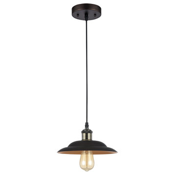 CHLOE Karl Industrial-style 1 Light Rubbed Bronze Ceiling Mini Pendant 10" Shade