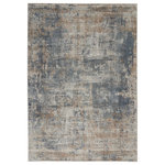 Nourison - Nourison Quarry 5'3" x 7'3" Blue Beige Modern Indoor Rug - This lush and elegant Quarry rug captures the visual excitement of abstract art. Its distressed style maximizes the textural appeal of the dense, power-loomed pile. Subtle yet statement-making in artful tones of mineralized beige and blue.