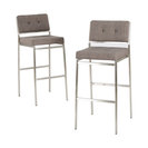 Kyoto Light Gray Fabric Bar Stools, Set of 2