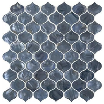 Blue Shimmer Arabesque Glass Mosaic, 10 Sheets