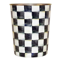 Courtly Check Enamel Waste Bin | MacKenzie-Childs - Wastebaskets