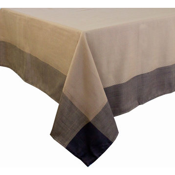 Contemporary Solid Color Border Tablecloth, Brown, 55x86