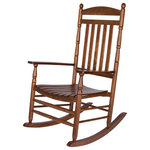 Shine Company - Rhode Island Porch Rocker, Oak - Sit and savor the sounds of nature with the Rhode Porch Rocking Chair. Constructed of hardwood, this handcrafted wooden rocker has a smooth sanded finish and rust resistant hardware. Outfitted with armrests and a high slatted back, the Rhode Porch Rocking Chair is the perfect way to unwind from your day.
