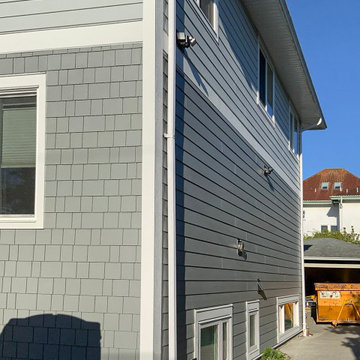 JH Shingle (7" reveal) Panel Straight Edge, Cedarmill in Gray Slate + JH Plank (