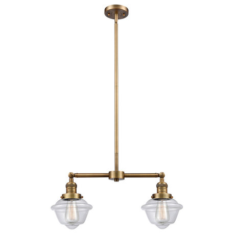 Oxford 2-Light LED Chandelier, Brushed Brass, Glass: Clear