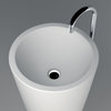 ADM Circular Freestanding Pedestal Sink, White, 20", Matte White