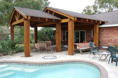 Example of a mountain style patio design in Houston