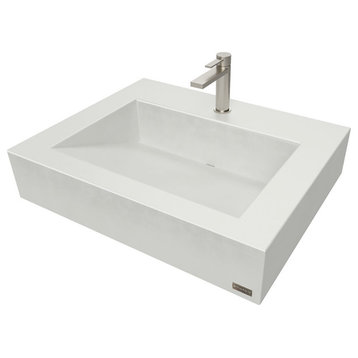 24" ADA Floating Concrete Ramp Sink, White-Linen