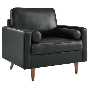 Modway Valour Leather Armchair With Black Finish EEI-5869-BLK