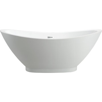 Freestanding bathtub, polished chrome slotted overflow, pop-up drain, VA6516
