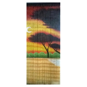 Tree Print Beaded Bamboo Curtain, 36"W x 78"H