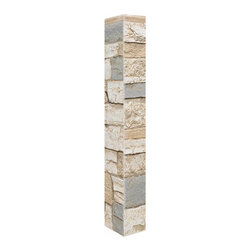 142-CT2-BRIGHTON WIDE STACKED STONE OUTSIDE CORNER - 48"H X 3 &frac12;" W X 1 &frac12;"D - Wall Panels