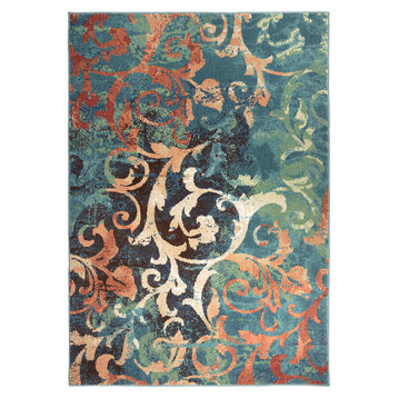 Orian Spoleto Nepal Scroll Area Rug, Multicolor, 5'3"x7'6"