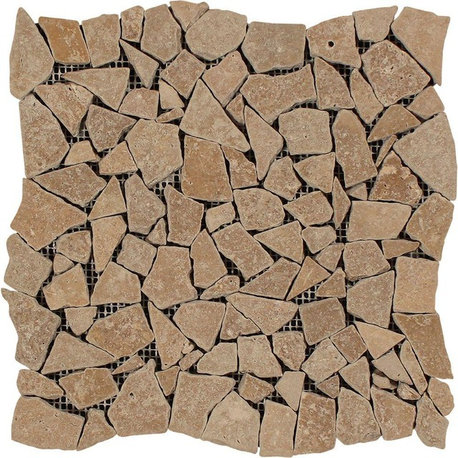 Noce Tumbled Travertine Random Broken Mosaic