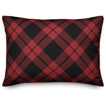 Black and Red Plaid 14"x20" Throw Pillow