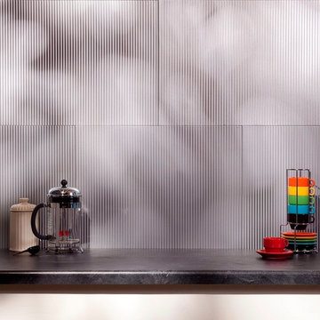 Fasade Rib Backsplash Panel in Argent Silver