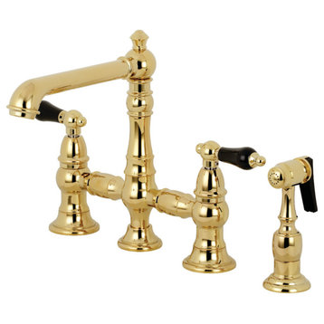 KS7272PKLBS Duchess Bridge Kitchen Faucet with Brass Sprayer, Polished Brass