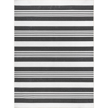 nuLOOM Lena Machine Washable Striped Area Rug, Gray, 5'x8'
