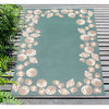 Capri Seashell Border Indoor/Outdoor Rug, Aqua, 5'x7'6"