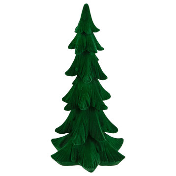 12" Flocked Green 3-D Pine Tree Christmas Decoration