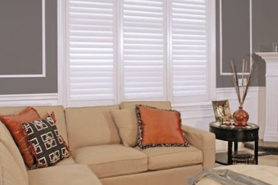 Example of a trendy living room design in Seattle