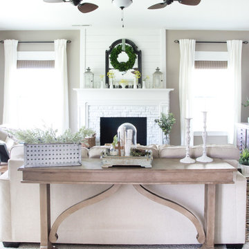 Neutral Living Room Comes to Life With Woven Wood Shades!