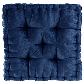 Intelligent Design Azza Square Floor Pillow Seat Cushion, Blush, Navy Blue