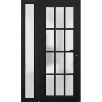 Front Exterior Prehung Door Frosted Glass / Manux 8312 Black / 50 x 80" Left In