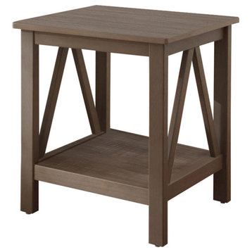 Atlin Designs Wood End Table with Bottom Shelf in Driftwood UV Varnish