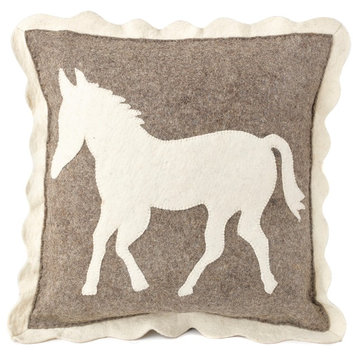 Horse Cushion Cover, Hand Felted Wool
