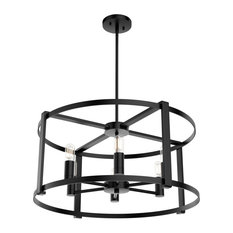 Hunter Astwood Collection 6-Light Drum Chandelier, Matte Black