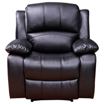 Betsy Furniture Bonded Leather Reclining Chair, Black