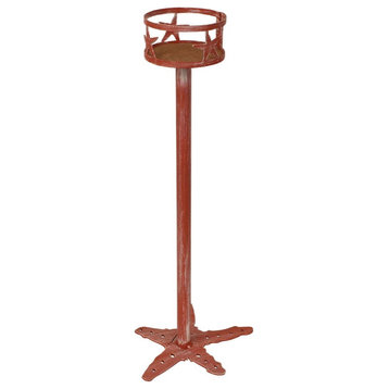 Weathered Coral Drink Holder Stand With Starfish Accent