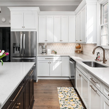 Transitional White Kitchen Design Matthews, NC
