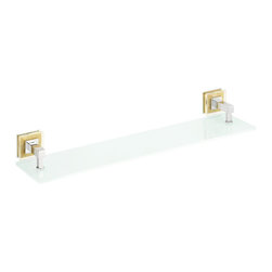Secret Bath - Alexa Chrome Gold Swarovski Crystals Wall Glass Bathroom Shelf - Bathroom Shelves